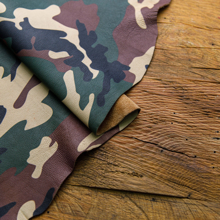 military camo printed cowhide