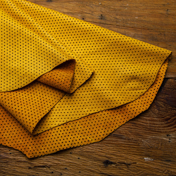 mustard perforated leather