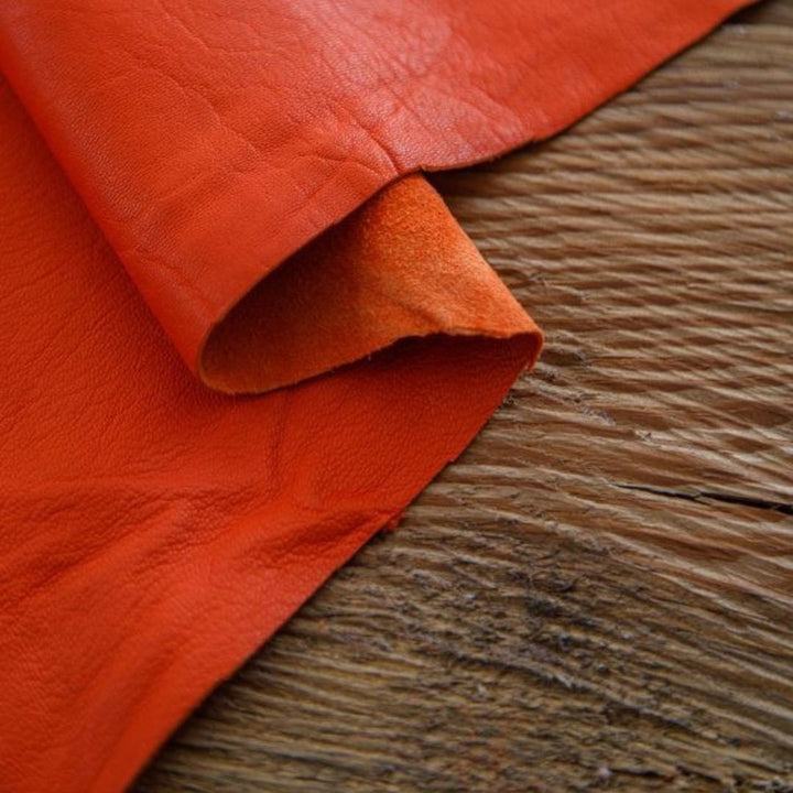 Orange Goat Skin Vegetable Tanned Leather