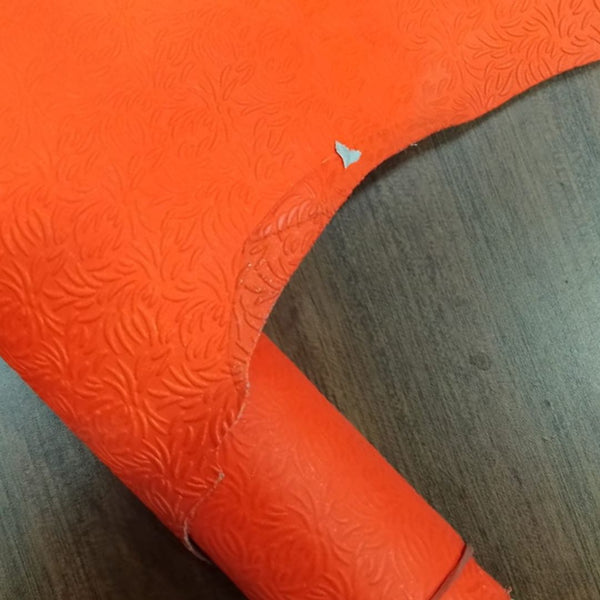 orange flower printed leather