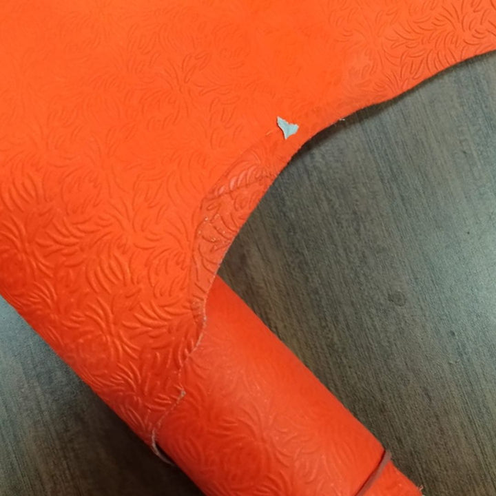 orange flower printed leather