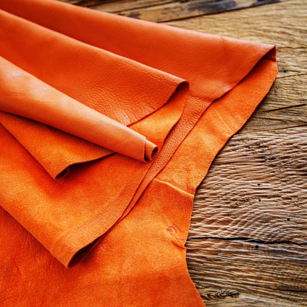 orange high shine leather hides