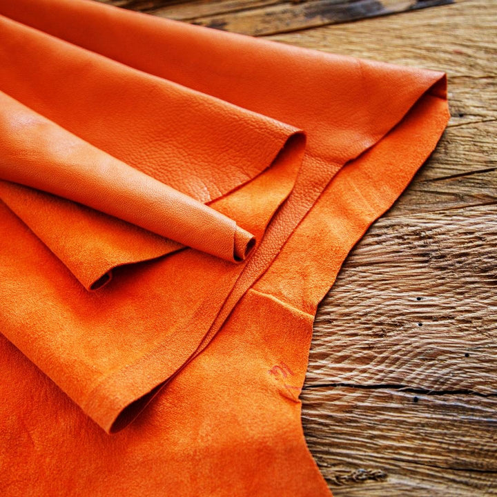 orange high shine leather hides