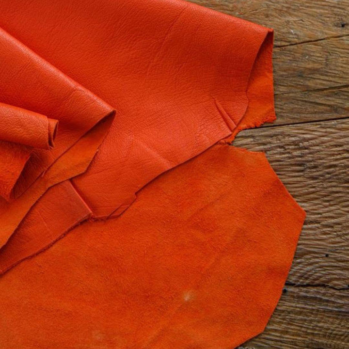 Orange leather hide