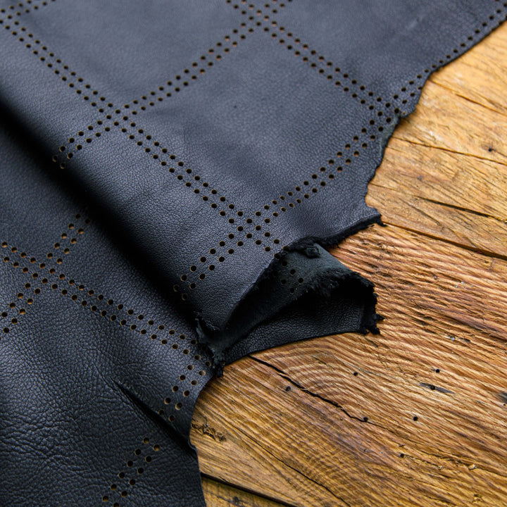 black perforated leather