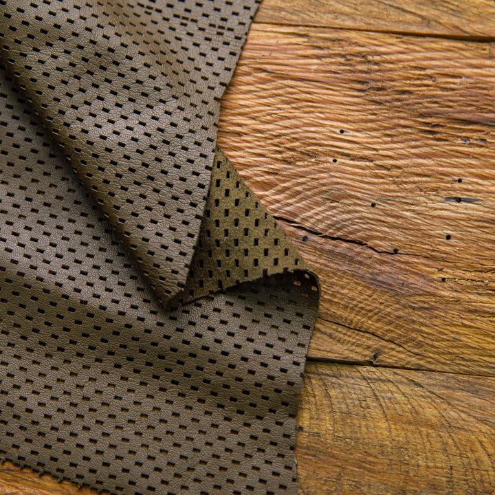 perforated chocolate brown leather