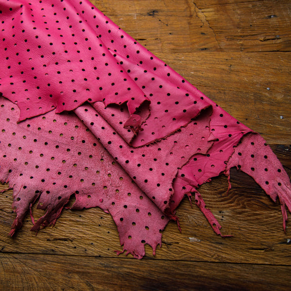 perforated dark pink leather