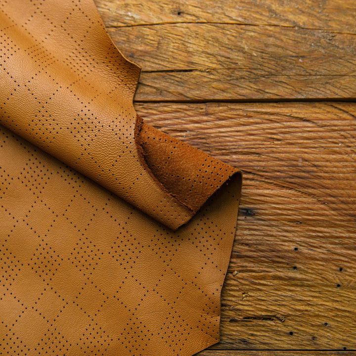 perforated milky brown leather