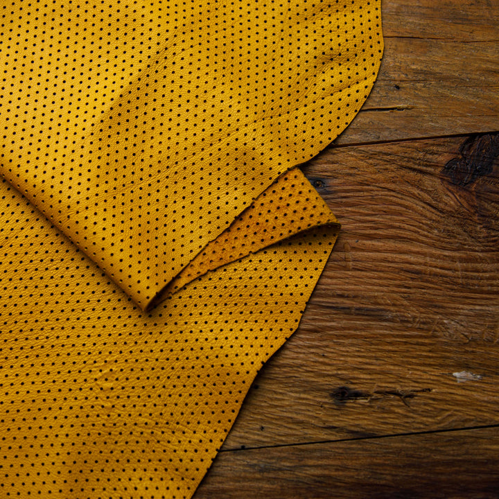 perforated mustard leather