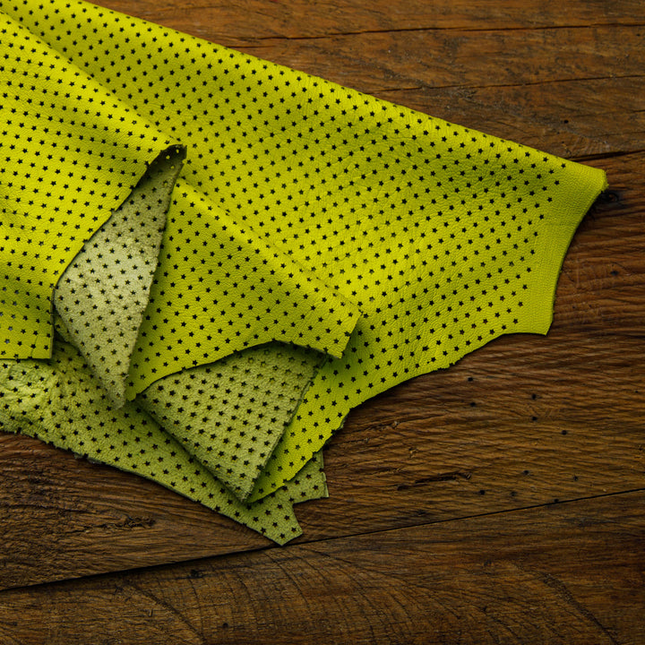 perforated neon green leather skin