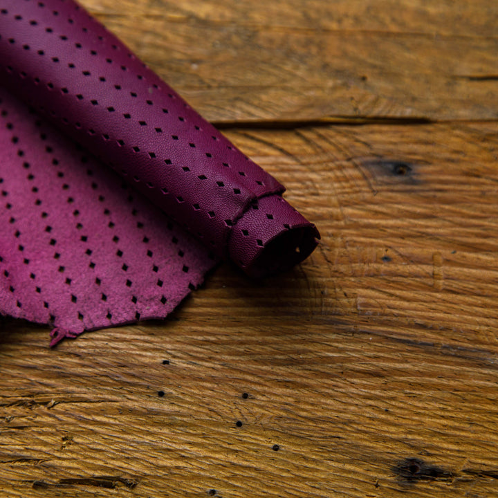 perforated plum leather