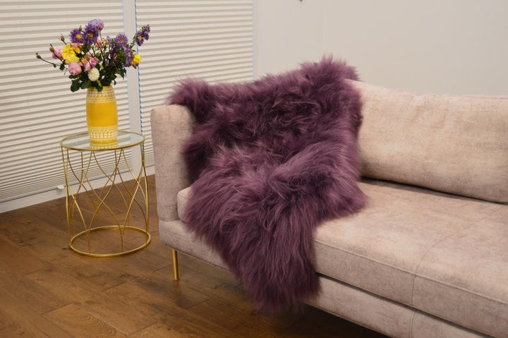 plum sheepskin rug