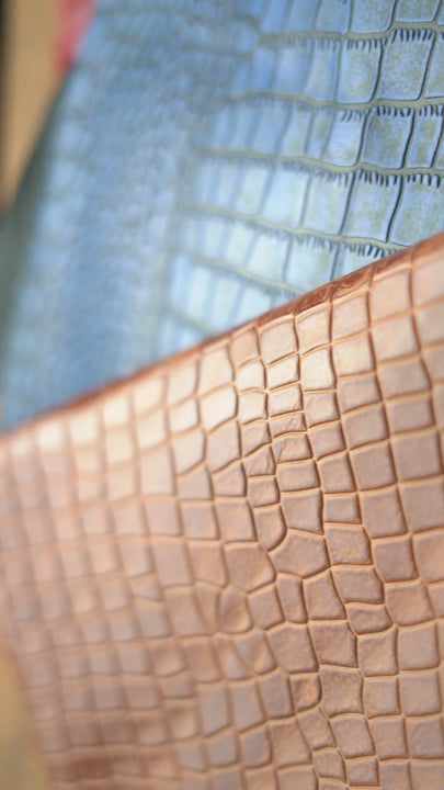 embossed crocodile leather hides