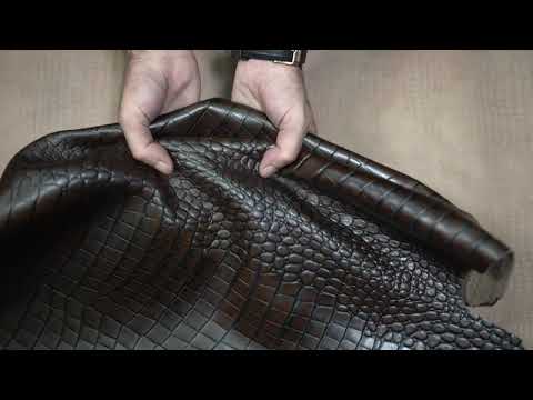 chocolate crocodile embossed leather