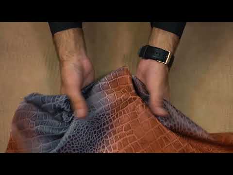 Two-Tone Crocodile Embossed Leather Hide