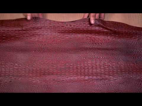 maroon crocodile embossed leather