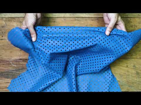 Blue Small Hole Perforated Leather