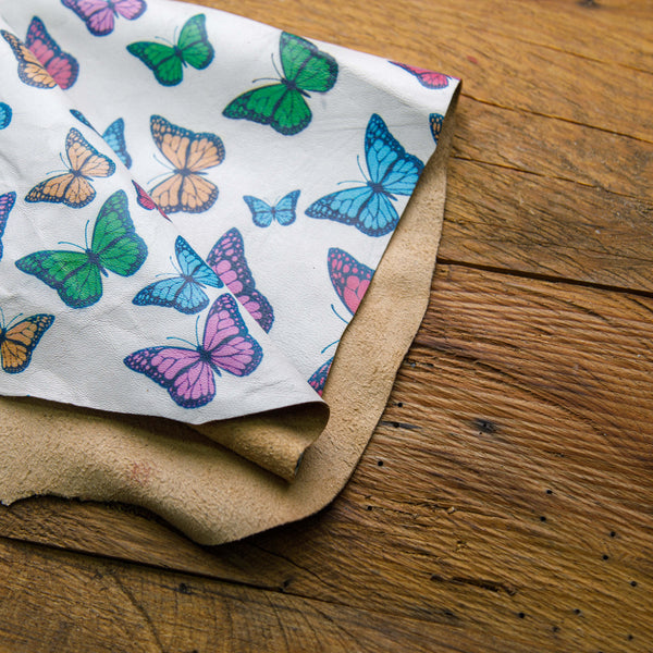 printed butterfly leather