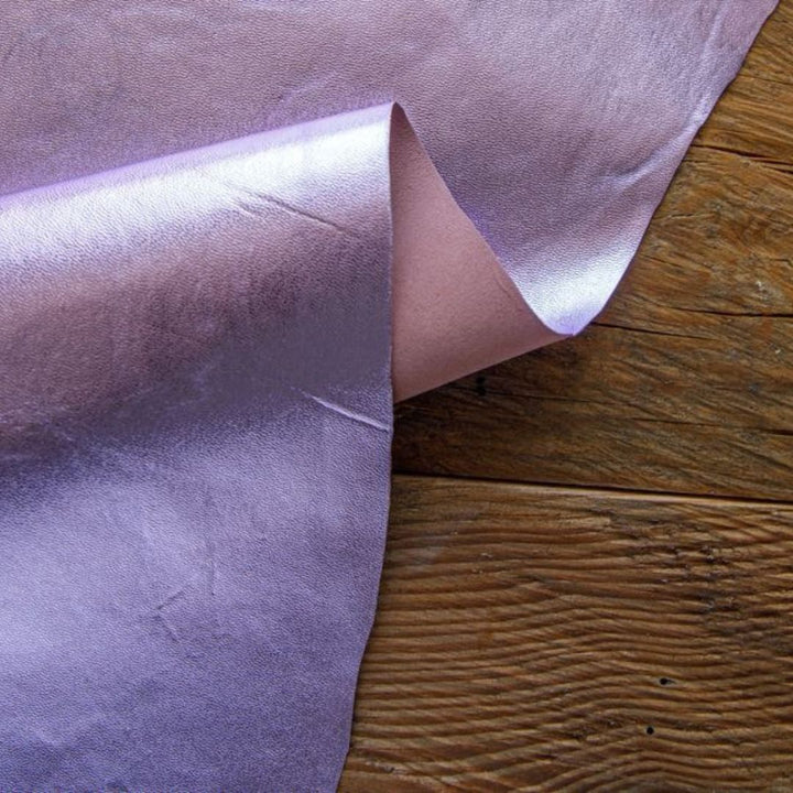 Purple Metallic Chrome Tan Aniline Leather Hide