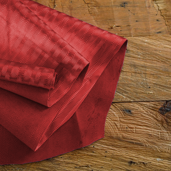 red retro embossed cowhide leather