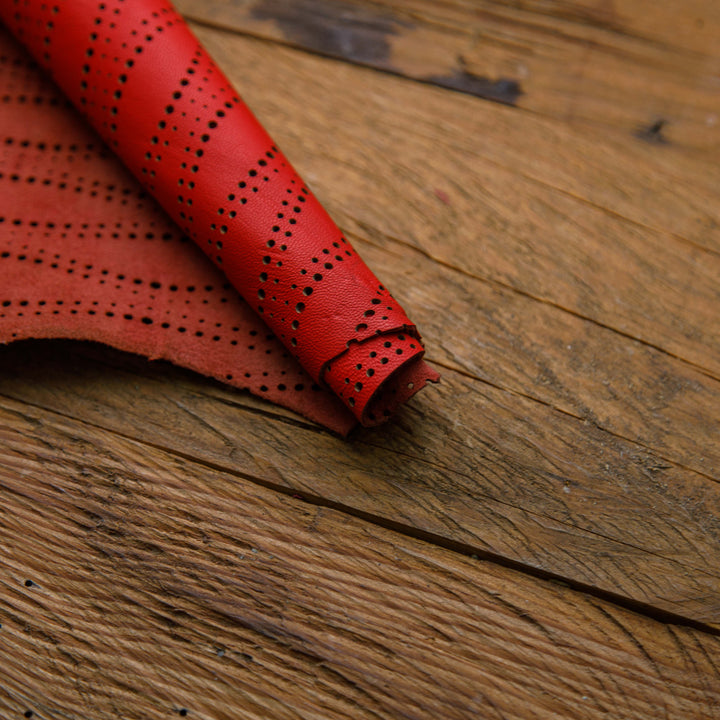 red leather laser cut