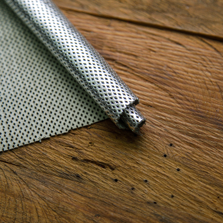 silver perforated leather skin