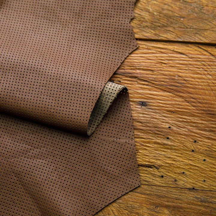 umber brown perforated leather