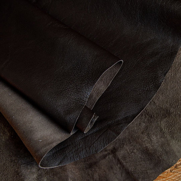 dark brown leather hides