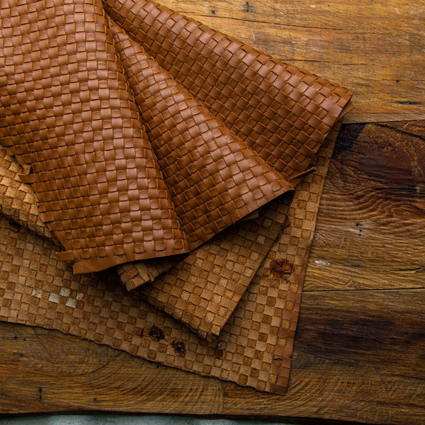 woven brown leather hide