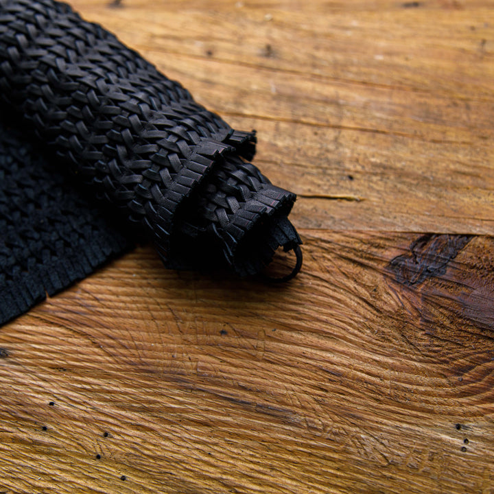 woven leather black hand made