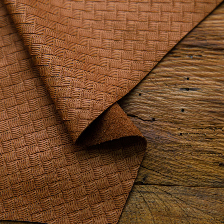 woven lux brown leather