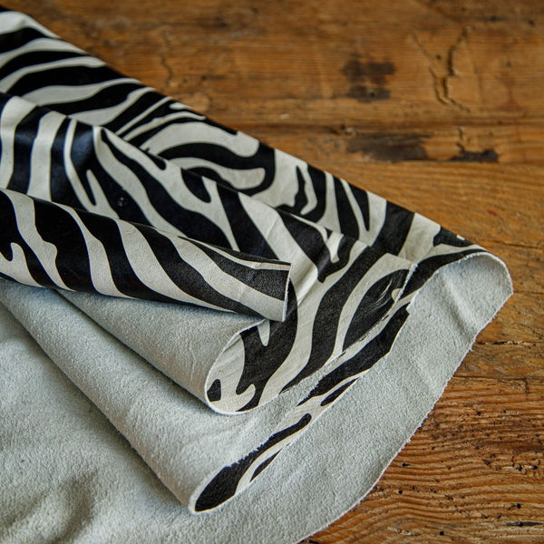 Zebra Print Chrome tanned Crust Leather Hide