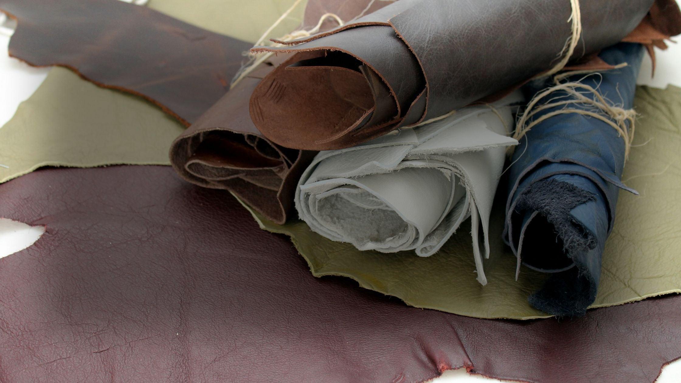 Vegetable tanned goat suede leather hides